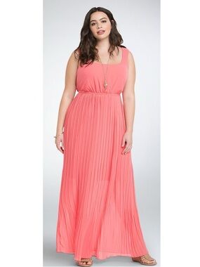 Torrid Coral Pleated Maxi Dress - Size 3